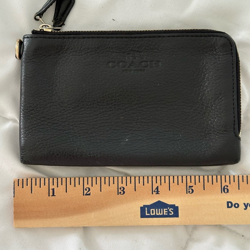 Coach Black Pebbled Leather Wristlet